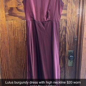 Lulus Burgundy Dress with High Neckline